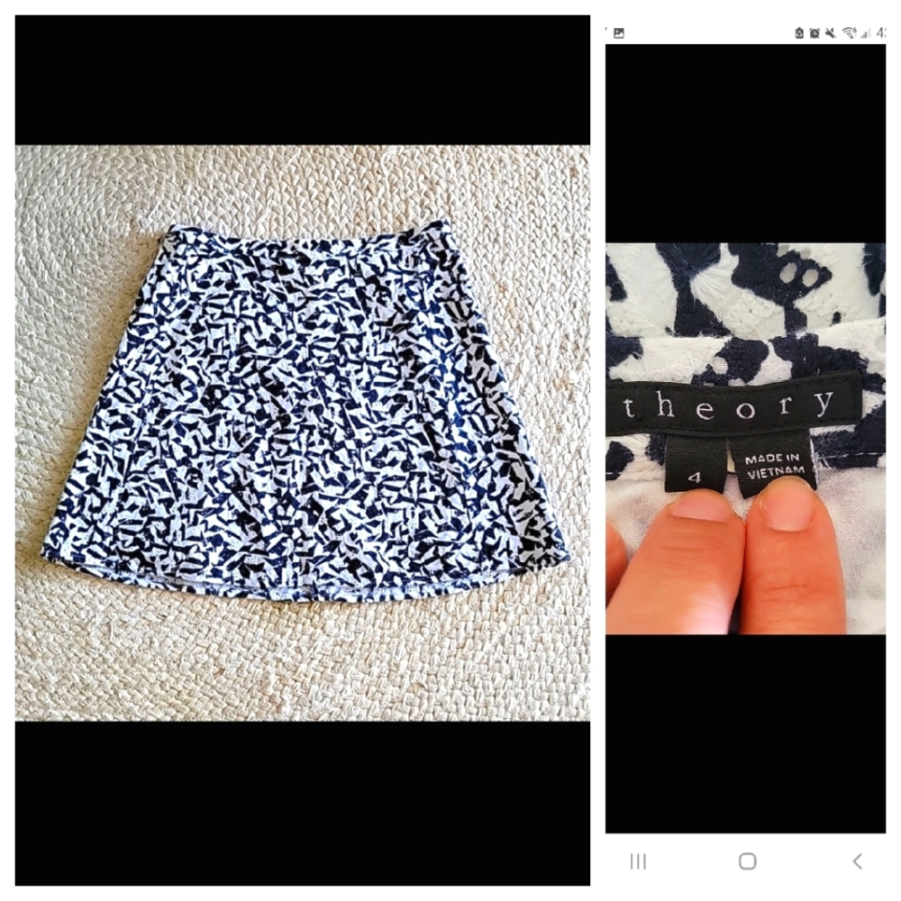 Theory Lonati Pescara Lined Eyelet Skirt Size 4
